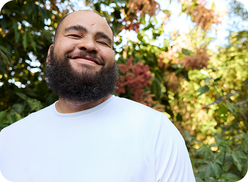 a man smiling